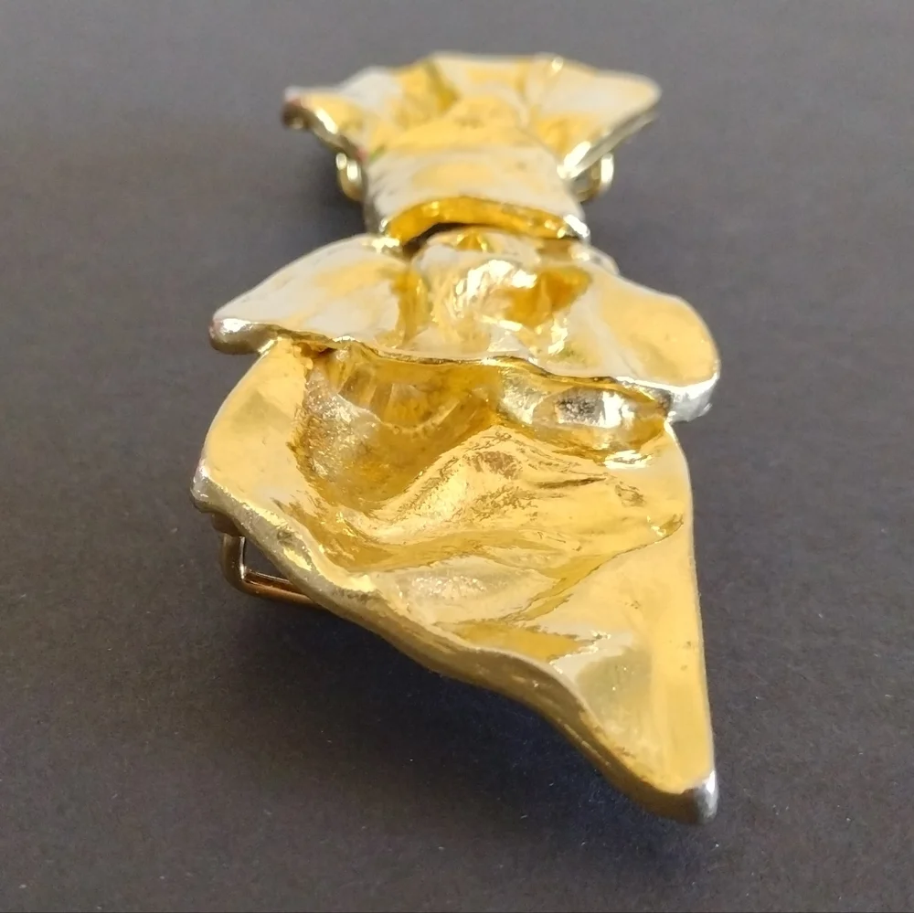 1986 Mimi Di N bow belt buckle gold-plated 2pc
